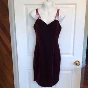 Vintage Elegant Burgundy Velvet Dress